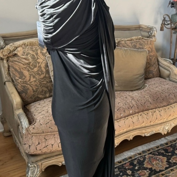 NWT ALEXANDER WANG GODDESS ONE SLEEVE BLACK SLINKY KNIT SZ 2 NEW - Picture 4 of 16